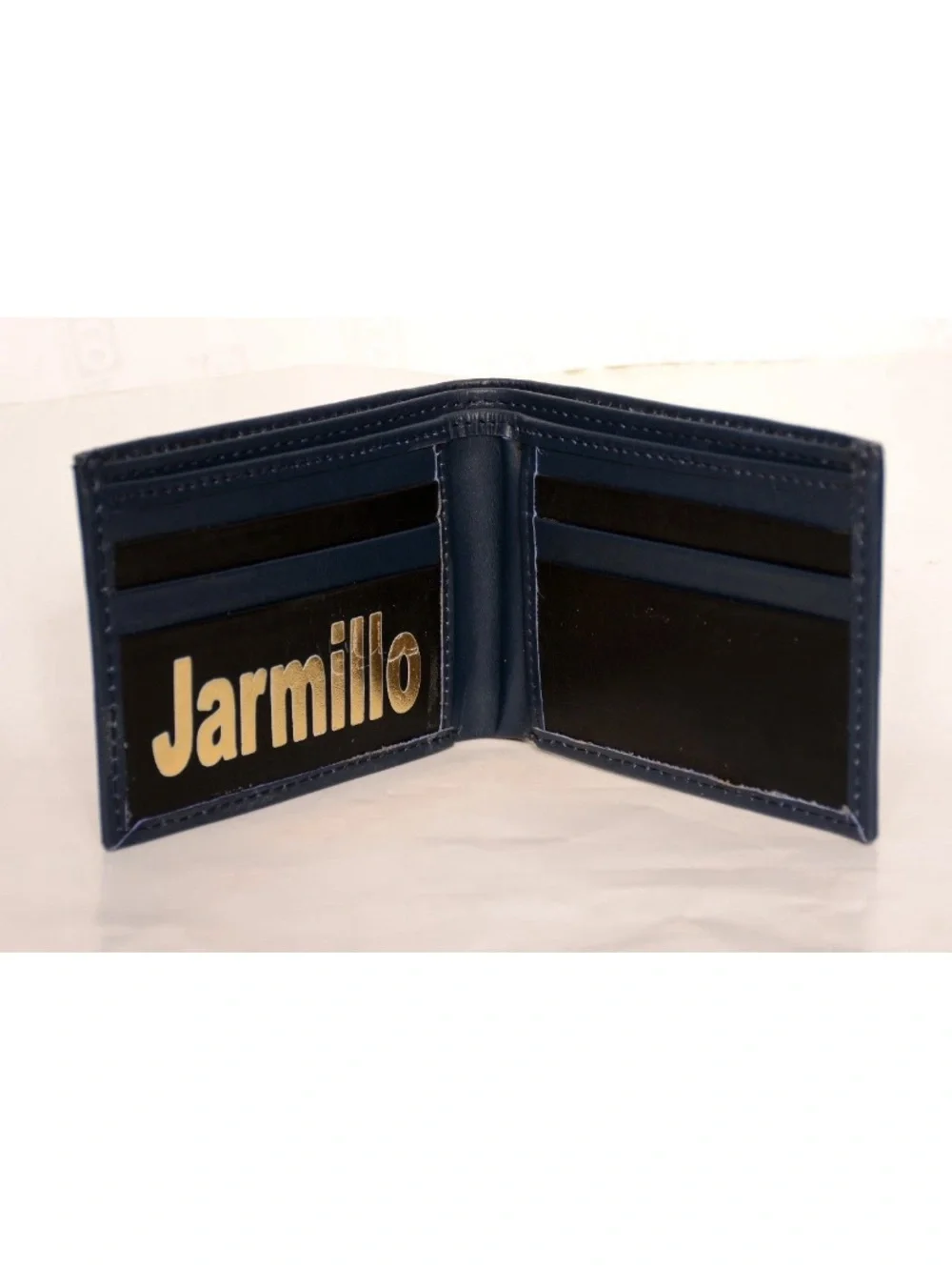 Personalized Brown Leather Bi-Fold Wallet with Gold Name Accent